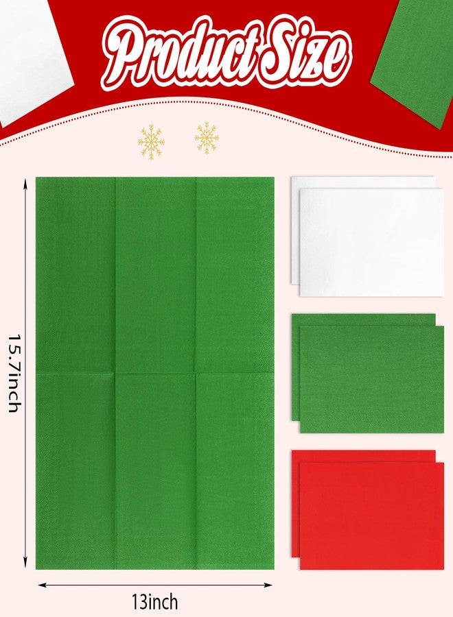 Qilery 120 Pcs Christmas Napkins Bulk 3 Ply Red White Green Disposable Paper Napkins Italy Theme Napkins Hand Towel Tableware for Christmas Family Gathering Dining Banquet and Italian Party Decoration - Image 2